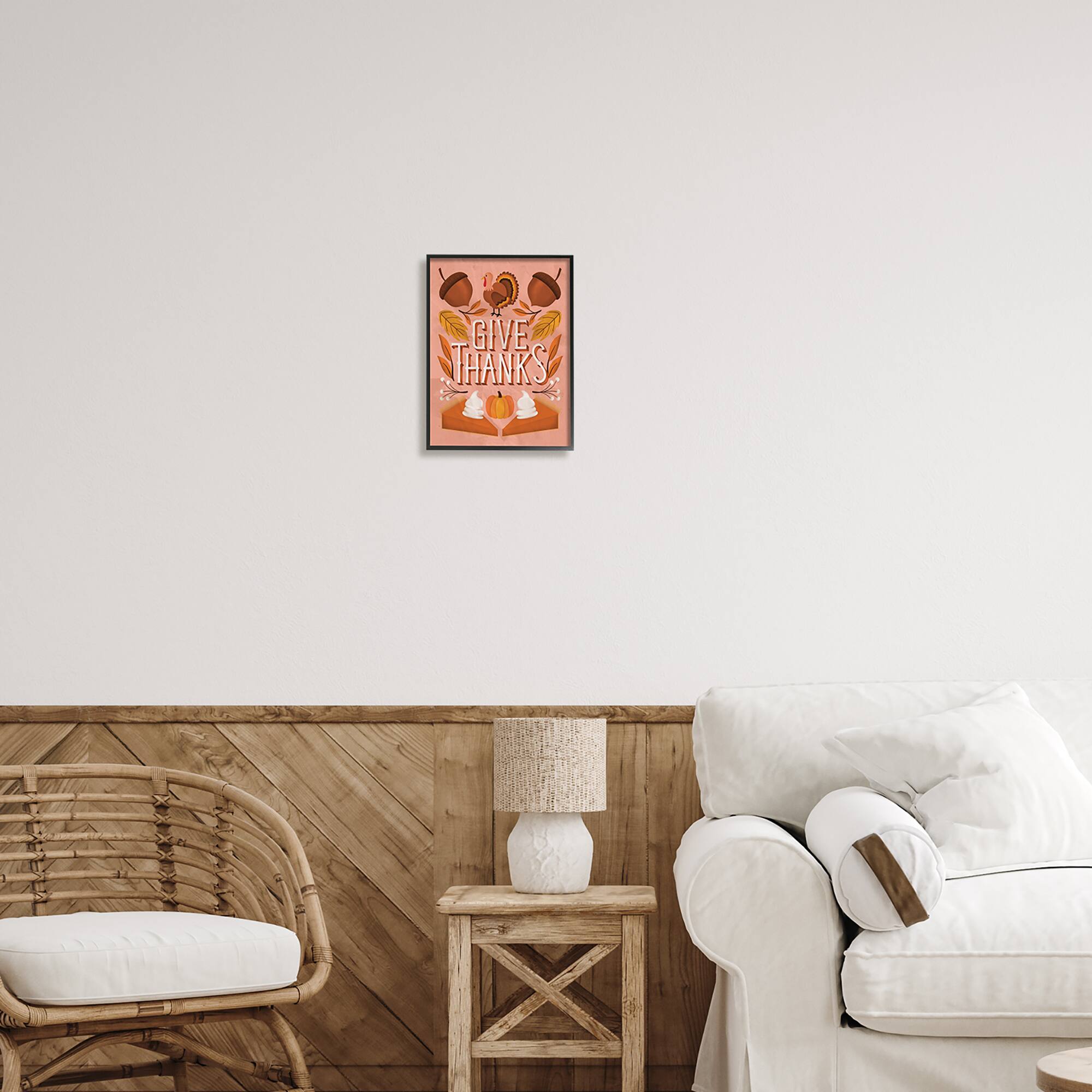 Stupell Industries Give Thanks Botanical Pumpkin Desserts Framed Giclee Art